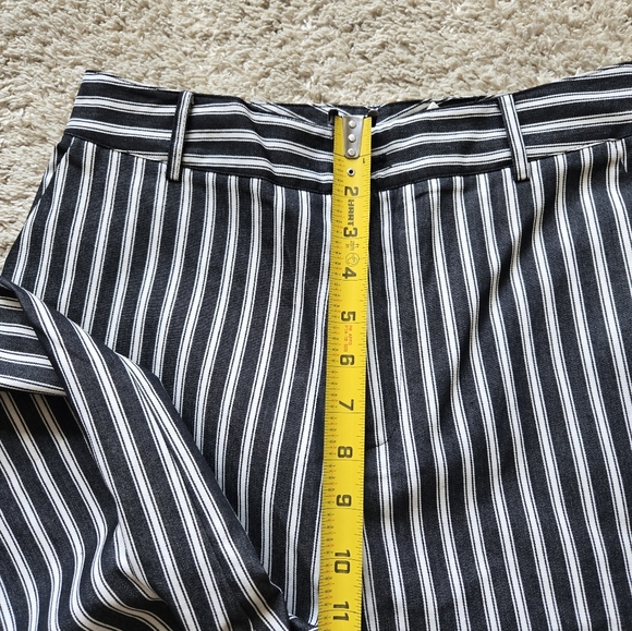 Commense Wide Leg Pants Womens M Gray White Stipe Boho - Picture 8 of 10